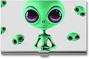 [VFMKT] Slim Metal Business Card Holder Portable Business Card Case Pocket Name Card Holder Green Alien Wallet for Men Women Office Travel, style, One Size