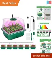 Full Spectrum Grow Light Seed Starter Kit with Heightened Humidity Domes, 6 Pack