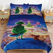 v2393 Bed Sheets Bedding Grinch Bedding Sets Ultra Soft Skin-Friendly Duvet Cover 3 Piece, Cute Comforter Cover Bed Set for Boys Girls Kids ( 1 Duvet