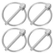4Pcs 1/8" x 1-3/8" Linch Pin with Ring Stainless Steel Round Pin Silver