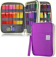 YOUSHARES Student Gel Pens&Markers Case Large Capacity Pencil Holder Pen Organizer Bag with Zipper for Prismacolor Watercolor Coloring Pencils ,192 Slots Colored Pencil Case (Purple)