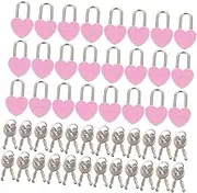 WOONEKY 24Pcs Heart Shaped Mini Padlocks with Keys Durable Security Locks for Suitcases Jewelry Boxes Diaries for Storage and Personal Use