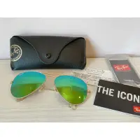 在飛比找蝦皮購物優惠-《全新》Ray Ban 雷朋太陽眼鏡 綠色水銀墨鏡 霧金框3