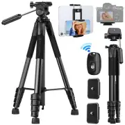 K&F Concept 75" Camera Compact Tripod with Remote and 2-in-1 Phone Holder Tripod