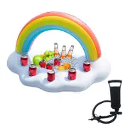 Catzon Inflatable Rainbow Cloud Drink Holder with Portable Hand Pump Floating Pool Party Accessories