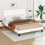 ALFORDSON Bed Frame Queen Size Platform White Boucle
