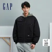 在飛比找蝦皮商城優惠-Gap 男裝 Logo立領飛行外套-黑色(836569)