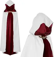 Cloak Cape with Hood for Warrior Assassin Costume White Red for Adults and Children