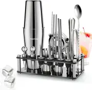 23-Piece Cocktail Shaker Set,Boston Shaker Set Stainless Steel Bartender Kit,Pro