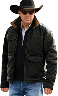 Yellowstone John Dutton Black Quilted Jacket | Kevin Costner Yellowstone Men