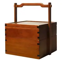 在飛比找樂天市場購物網優惠-異興竹制提箱竹編茶箱竹提籃茶具收納雙層戶外茶具茶點食盒收納箱