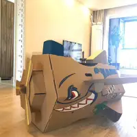 在飛比找蝦皮商城精選優惠-兒童玩具坦克模型紙殼紙板紙箱DIY手工制作可坐上涂色飛機屋房
