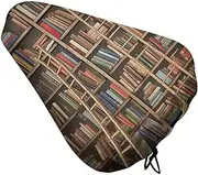 Bicycle Seat Cover Funny Book Shelves Collection and Ladder Printed Bike Covers Bike Cushion Seat Protector with Drawstring for Most Bikes