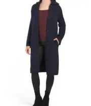Vince Collared Cardigan Buttoned Coat Brushed Wool Alpaca Knit Navy L;NWT$545
