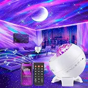 Aurora Borealis Projector, 15 Colours Projector Stars Ceiling Adults, 15 Sounds Natural+Bluetooth Projector Galaxy, Distance Children's Night Light, Star Ceiling Projector Lamp for Adults Children
