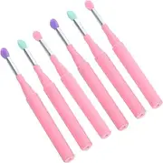 TOVINANNA Pcs Lip Brush and Eye Shadow Brush Set Cap Soft Silicone Makeup Applicators for Lips Eyes Portable Scrubber Balm Applicator
