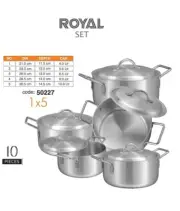 Sonex Royal Pot Set 10pc Cookware Easy Cleanup, Versatile Cooking Kitchen Ware