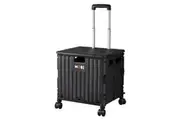 Mobi Shopping Trolley Foldable Camping Cart Grocery Basket 360 Wheel Black