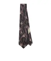printed silk tie One size black