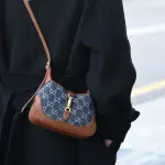 【GUCCI 古馳】JACKIE 1961 經典雙G丹寧緹花馬銜釦迷你手提包賈姬包兩用包(深藍)