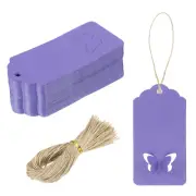100Pcs Kraft Paper Gift Tags String 3.5 x 1.6 Inch Wave Shape Purple