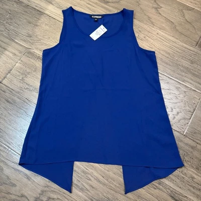 NWT Express Tank Top Flowy Sleeveless Casual Blue Trapeze Hem XS