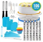 106pc Cake Turntable Decorating Set Icing Piping Nozzles Spatula Baking Tool Kit