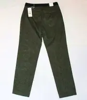 New $205 Brax Patterned Pant Women's 26x32 Green Polyester Viscose MARON Slim