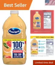 Refreshing 100% Grapefruit Juice, Pack of 8 - 60 Oz Each, Vitamin C Boost