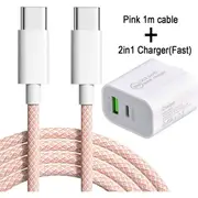 Pink + Charger Apple Iphone 15 16 Cable Charger Charging Fast Pro Max Plus Ipad Type C Adapter