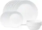 Corelle Winter Frost White Dinnerware Set, 18 piece, 6 Dinner Plate, 6 Bowl