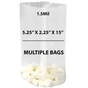 1.5Mil 5.25" X 2.25" X 15" | Clear Gusseted Bags, Heat Sealable | Multiple Bags