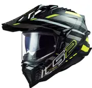 LS2 MX701 Explorer Carbon Edge, adventure helmet , color: Black/Neon-Yellow/Grey , size: M