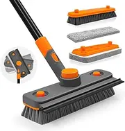 JEHONN Shower Cleaner Brush with Long Handle, 4-in-1 146 cm Extendable Tub Tile Shower Scrubber for Cleaning Bathroom, Bathtub, Wall, Floor, Sink, Glass, Garage, Patio