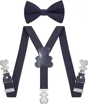 [Kajeer] Suspenders for Boys with Bow Tie, Elastic Adjustable Y Back with Bow Tie Set