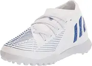 [adidas] Predator Edge.3 Indoor Soccer Shoe, White/Blue/White, 5.5 US Unisex Big Kid
