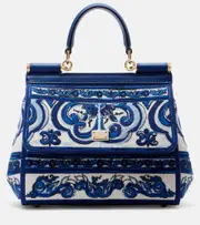 [Dolce & Gabbana] Dolce & Gabbana Sicily Medium Maiolica canvas tote bag One Size blue