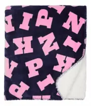 PINK Sherpa Blanket xl pink blue logo y2k og logo blanket