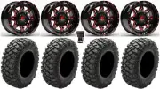 Fuel Lethal Red 15" Wheels 30" Crawler XR Tires Kawasaki Mule Pro FXT KRX