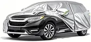 RAHALOY Breathable Lightweight Full Car Cover for Honda Pilot,Moisture-Proof,Waterproof,Scratch-Resistant,Travel-Friendly,Sun Protection,Universal Fit for SUV (Sliver 2016-2022)