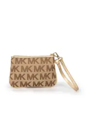 Michael Michael Kors Brown Monogram Canvas Wristlet Coin Pouch