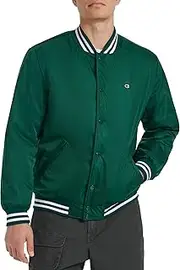 [Champion] Men's Logo Striped-Trim Varsity Jacket