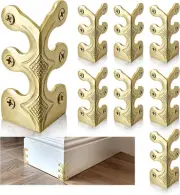 XANRONKJ 8 Pcs 1.89 x 1 Inch Brass Skiffers Baseboard Corner Protectors (Golden)