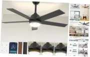 Black Outdoor Ceiling Fan - 52 Inch ceiling fans with lights Remote & APP, 6