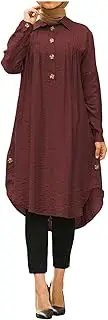 [Generic] Muslim Dresses for Women Lightweight Long Sleeve Islamic Prayer Clothes Islamic Robe Long Cardigan Maxi Dress, Red, 3X-Large