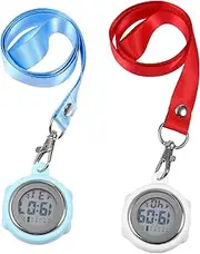2Pcs Digital Stopwatches with Buckle Webbing Lanyard Accurate Timekeeping for Nurses Doctors Students and Referees Luminous Display Portable Design Practical Present