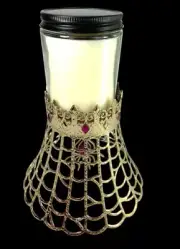 New Halloween Bath & Body Works SPIDER WEB Gold & Ruby 1 Wick Candle Holder