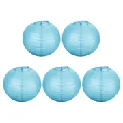 5 Pcs 8" Paper Lanterns Round Hanging Chinese/Japanese Lantern Decor Light Blue