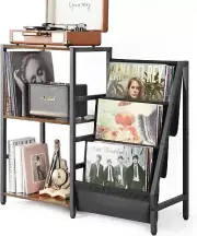 Record Player Stand, Turntable Stand with 3-Tier Vinyl Record Storage 200 Albums
