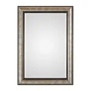 Classic Vintage Style Silver Bronze Wall Mirror Two Tone Vanity Curved Antiqued